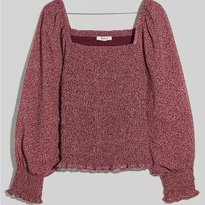 Madewell Lucie Bubble Sleeve Smocked Top
